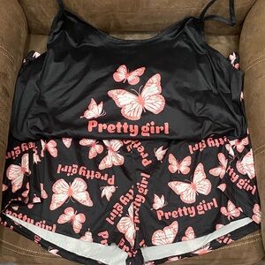 Black & Pink 'Pretty Girl' Butterfly Pajama Set